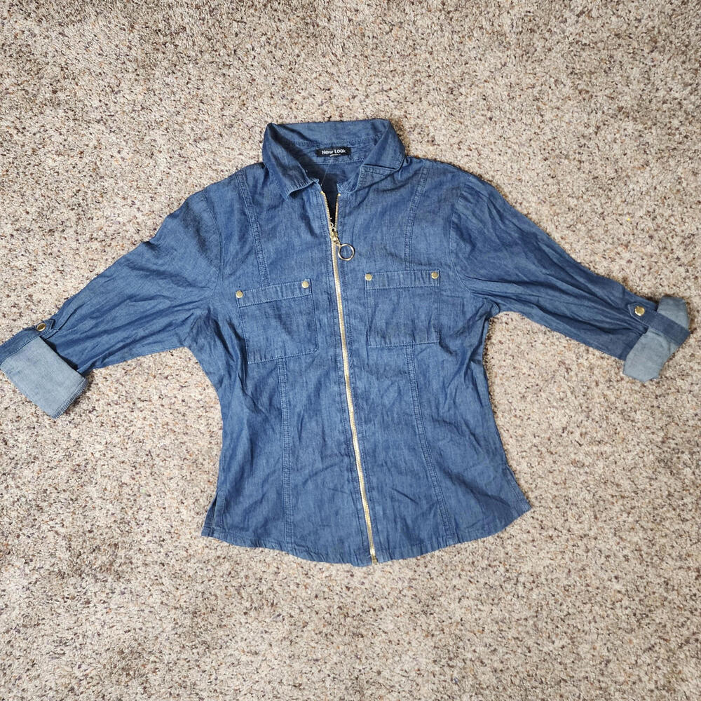 Denim Zip-Front Women’s Shirt Jacket - Blue